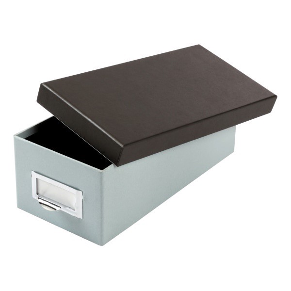 slide 1 of 1, Oxford Index Card Storage Box, Blue Fog/Black, 3 in x 5 in