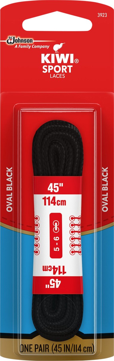 slide 5 of 5, KIWI Sport Oval Laces -  Black, 1 pair; 45 in