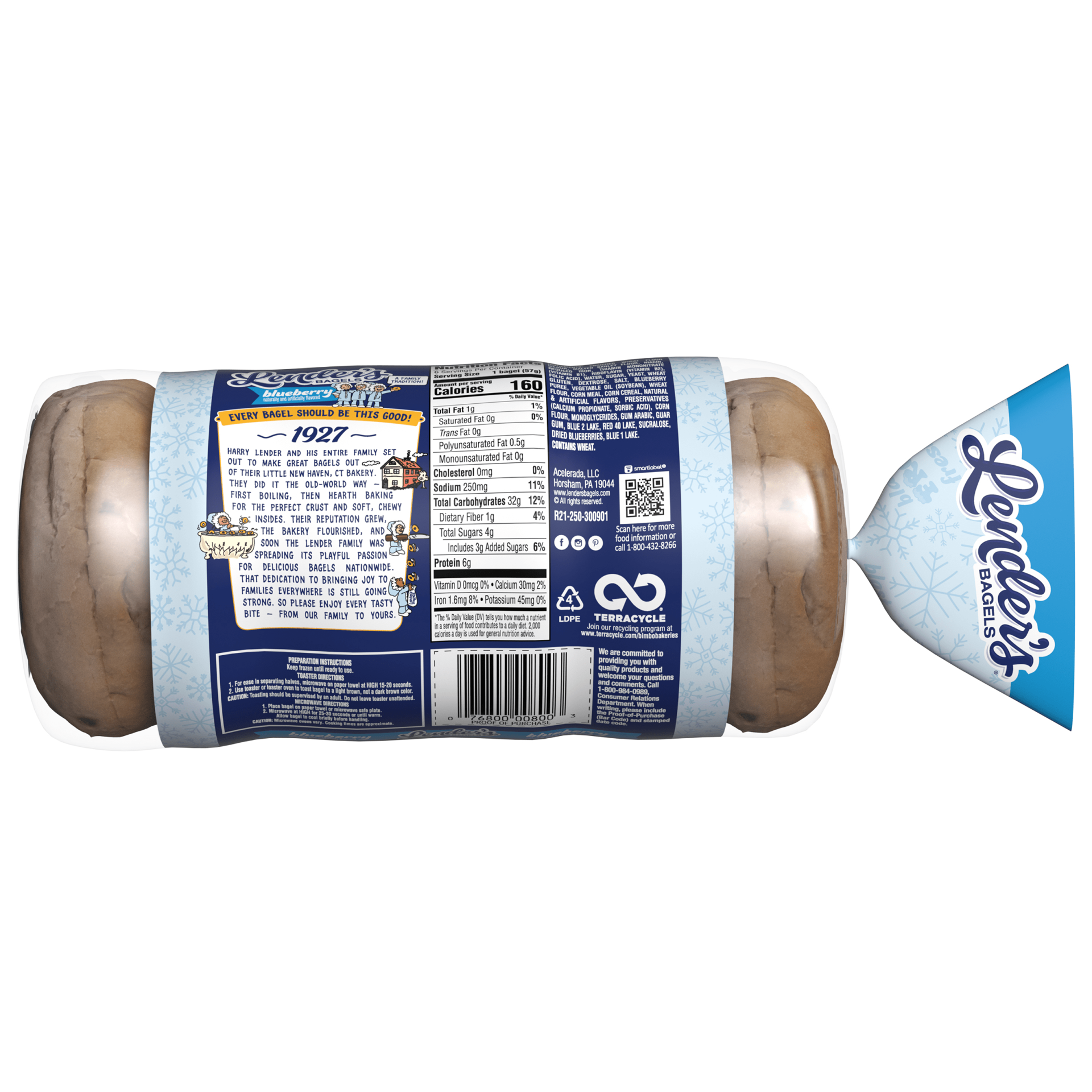 slide 3 of 5, Lender's Original Blueberry Bagels, 6 count, Pre-sliced Frozen Bagels, 12 oz Bag, 6 ct