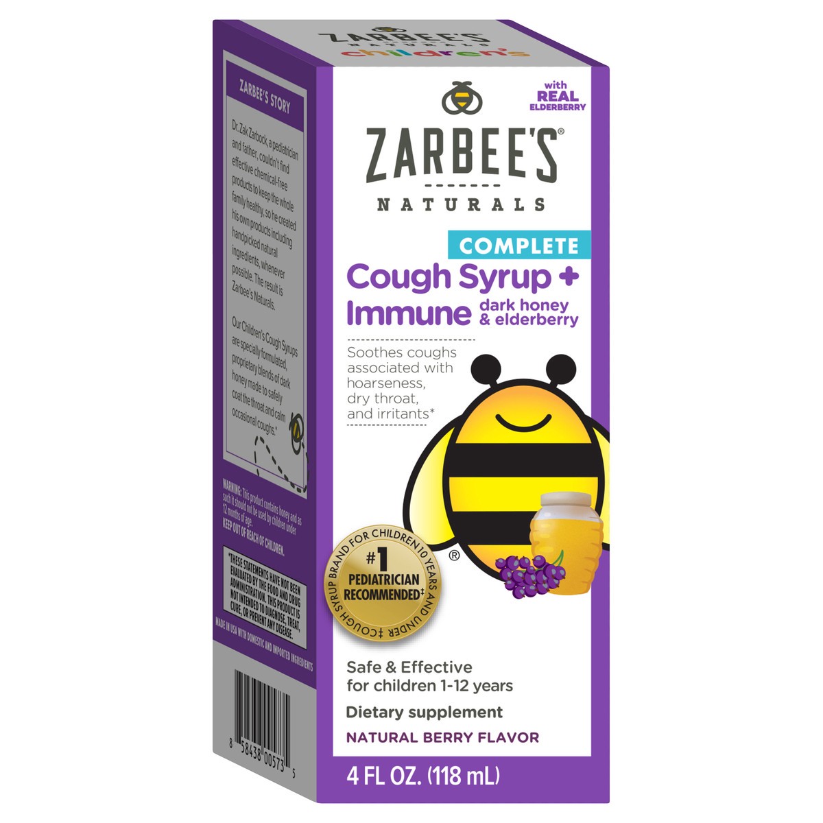 slide 2 of 9, Zarbee's Naturals Children's Cough Syrup & Immune Support Berry Liquid, 4 fl oz