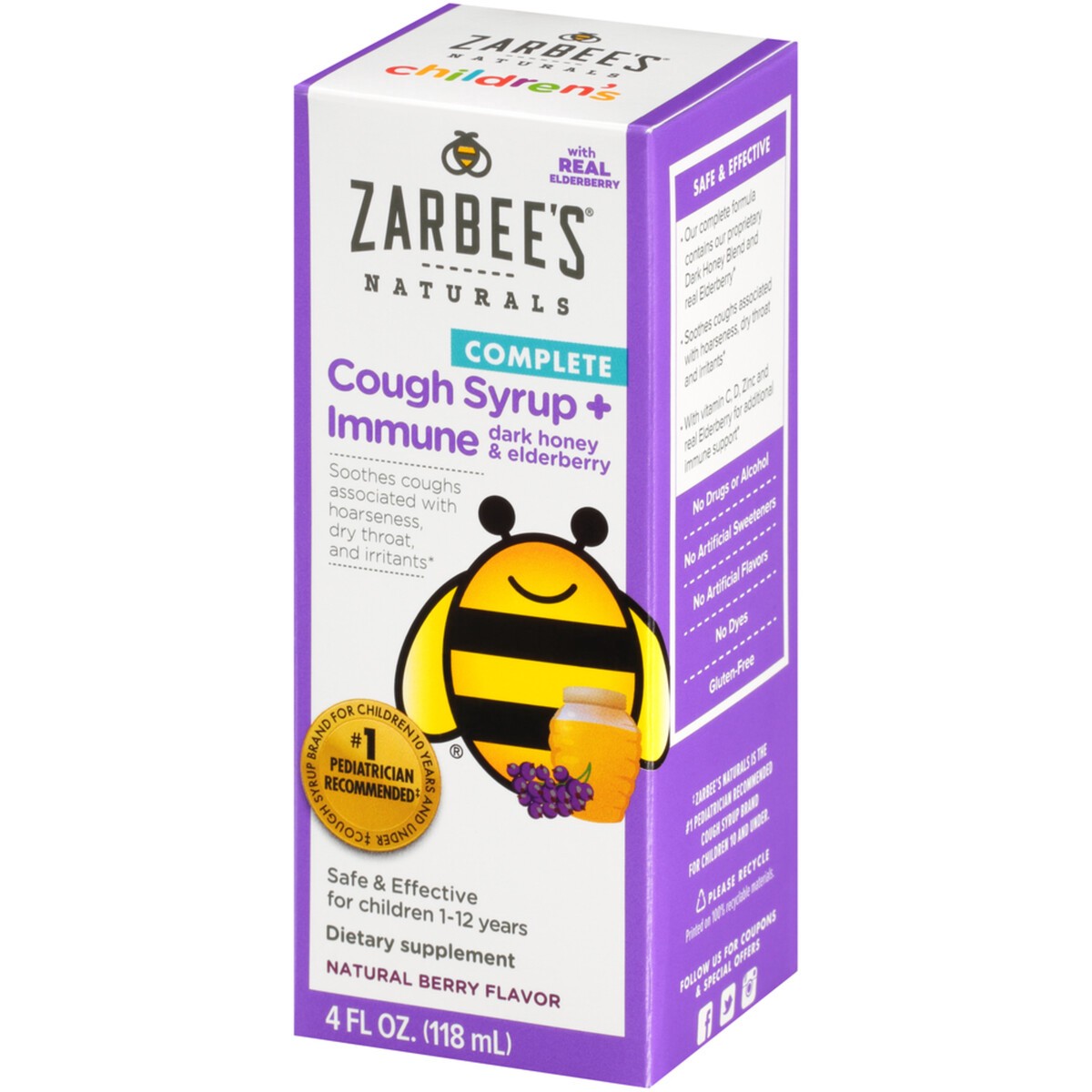 slide 3 of 9, Zarbee's Naturals Children's Cough Syrup & Immune Support Berry Liquid, 4 fl oz