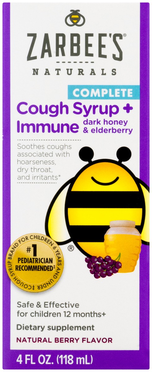 slide 6 of 9, Zarbee's Naturals Children's Cough Syrup & Immune Support Berry Liquid, 4 fl oz