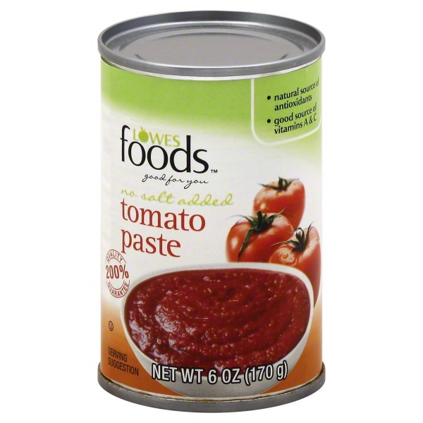 slide 1 of 1, Lowes Foods Tomato Paste No Salt Added, 6 oz