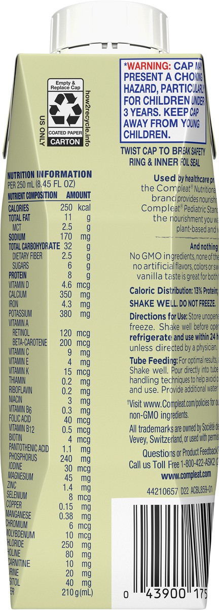 slide 7 of 9, COMPLEAT Pediatric Standard 1.0 Vanilla 250 mL Tetra Pak Dream Cap, 8.45 fl oz