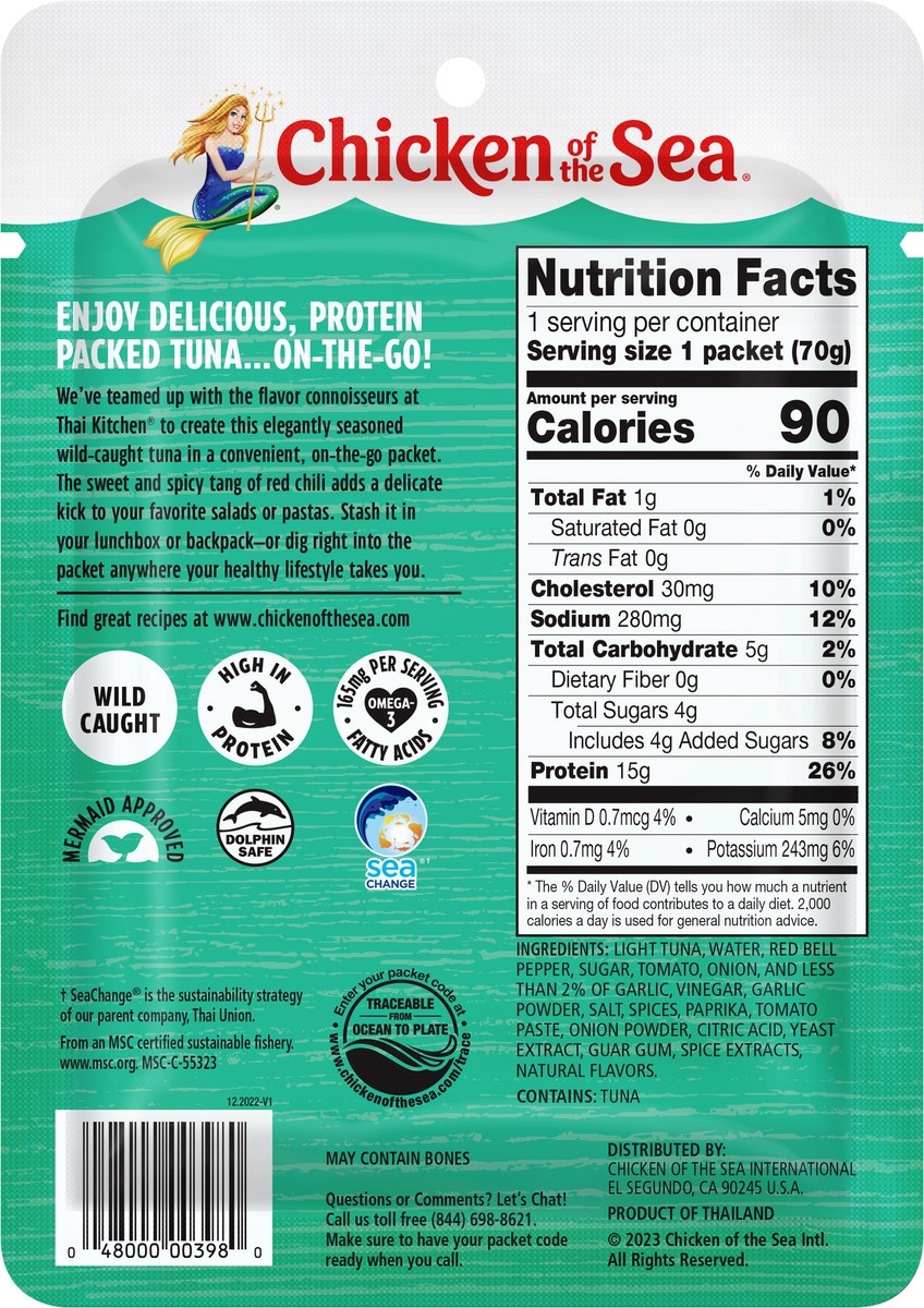 slide 3 of 7, Chicken of the Sea Wild Caught Light Tuna Packet, Sweet & Spicy 2.5 oz, 2.5 oz