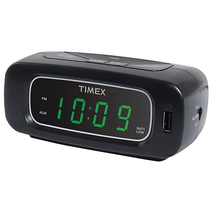 slide 1 of 1, Timex Alarm Clock With 0.7-Inch Red Display - Black, 5.5 in x 2.4 in x 2.3 in