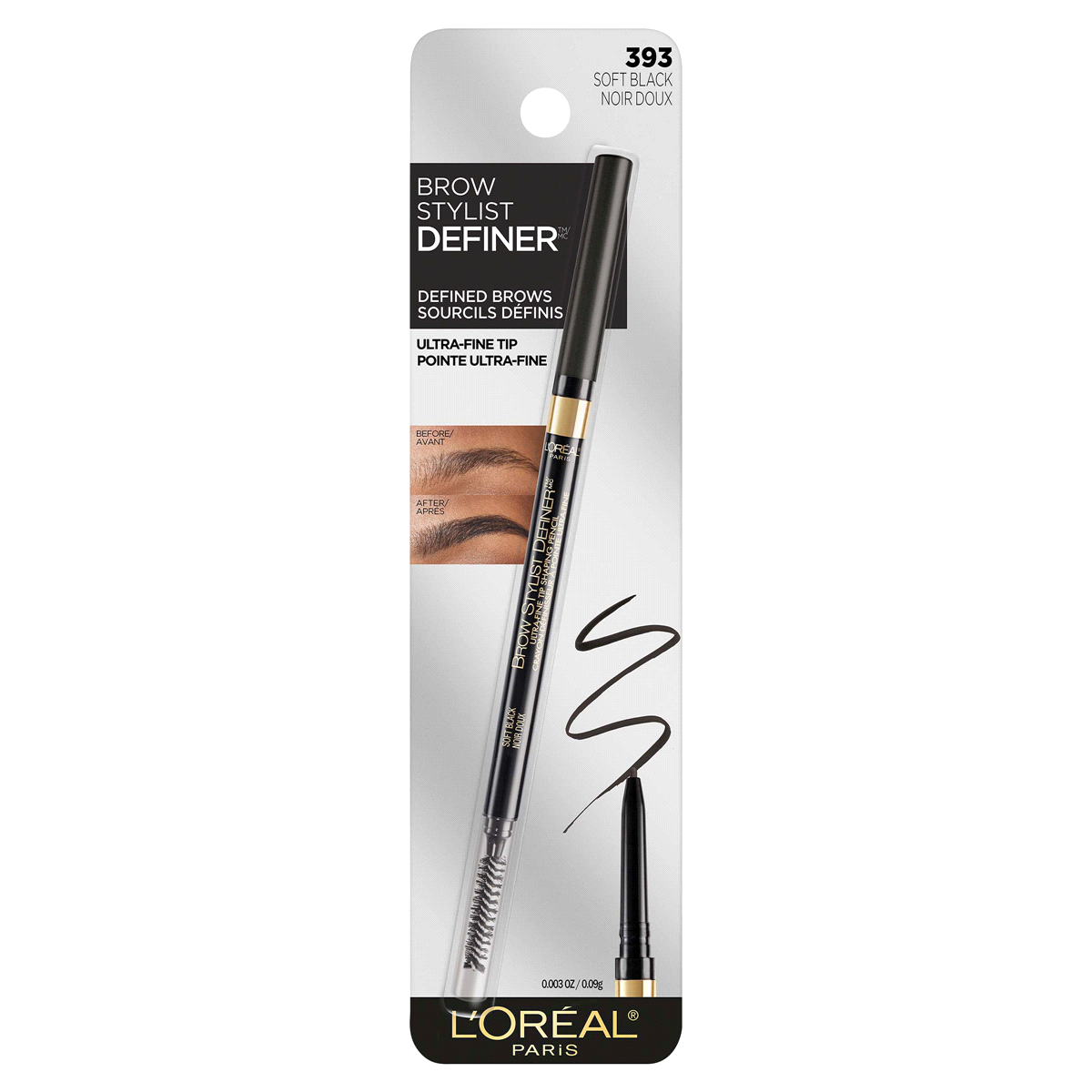 slide 1 of 1, L'Oréal Brow Stylist Definer Waterproof Eyebrow Mechanical Pencil, Soft Black, 1 ct