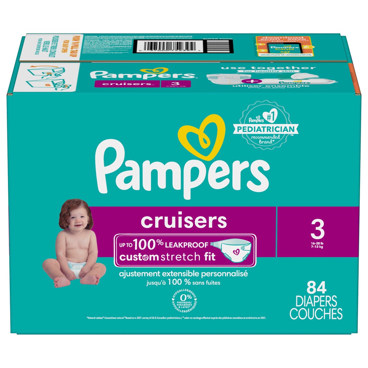 slide 1 of 1, Pampers Cruisers Diapers Size 3 84 Count, 84 ct