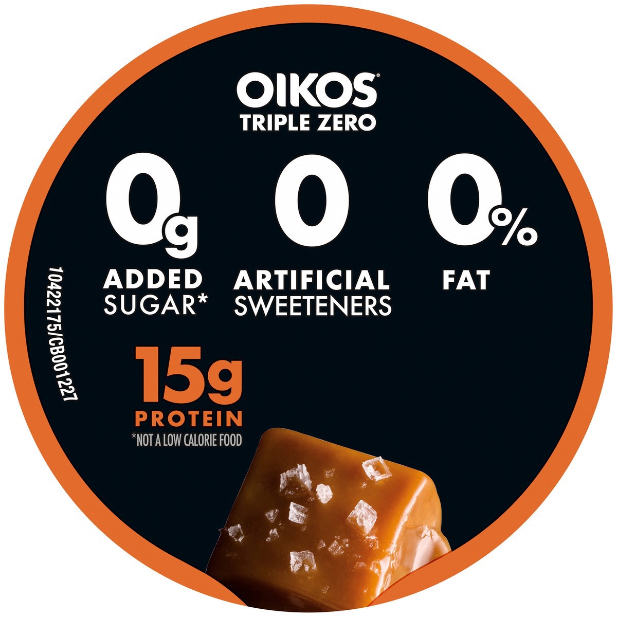 slide 2 of 7, Oikos Salted Caramel 15g Protein, 0g Added Sugar, Nonfat Greek Yogurt, 5.3 OZ Cup, 5.3 oz