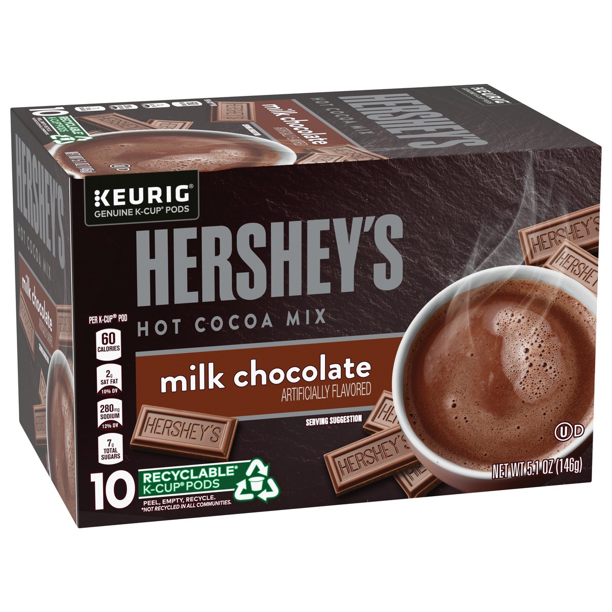 slide 4 of 9, Hershey's Milk Chocolate Hot Cocoa Mix K-Cup Pods, 10 ct Box, 10 ct