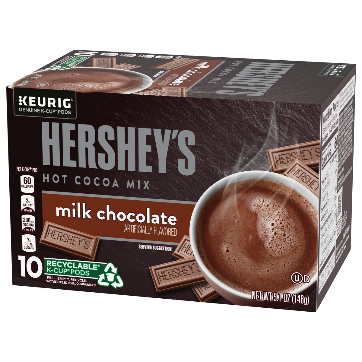 slide 3 of 9, Hershey's Milk Chocolate Hot Cocoa Mix K-Cup Pods, 10 ct Box, 10 ct