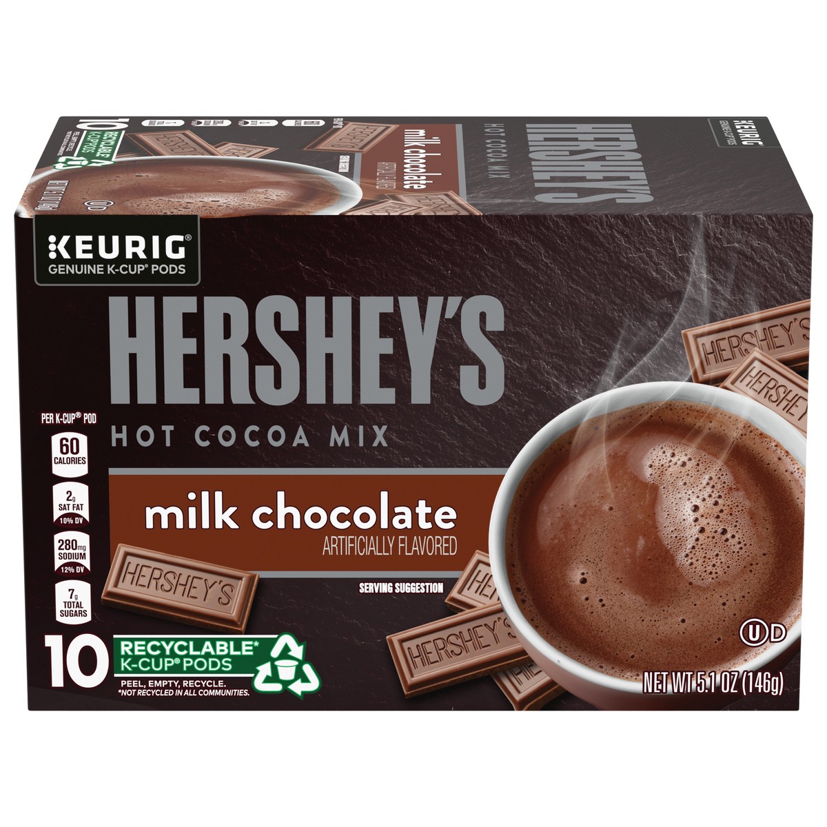 slide 5 of 9, Hershey's Milk Chocolate Hot Cocoa Mix K-Cup Pods, 10 ct Box, 10 ct