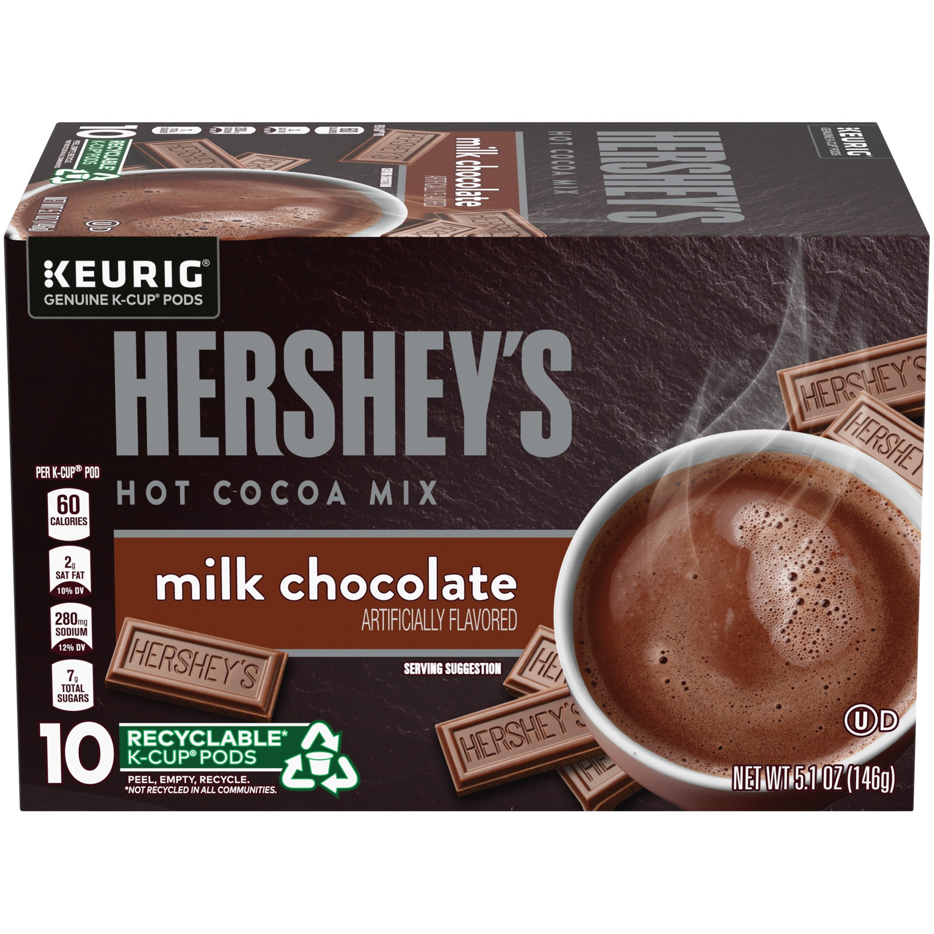 slide 1 of 9, Hershey's Milk Chocolate Hot Cocoa Mix K-Cup Pods, 10 ct Box, 10 ct