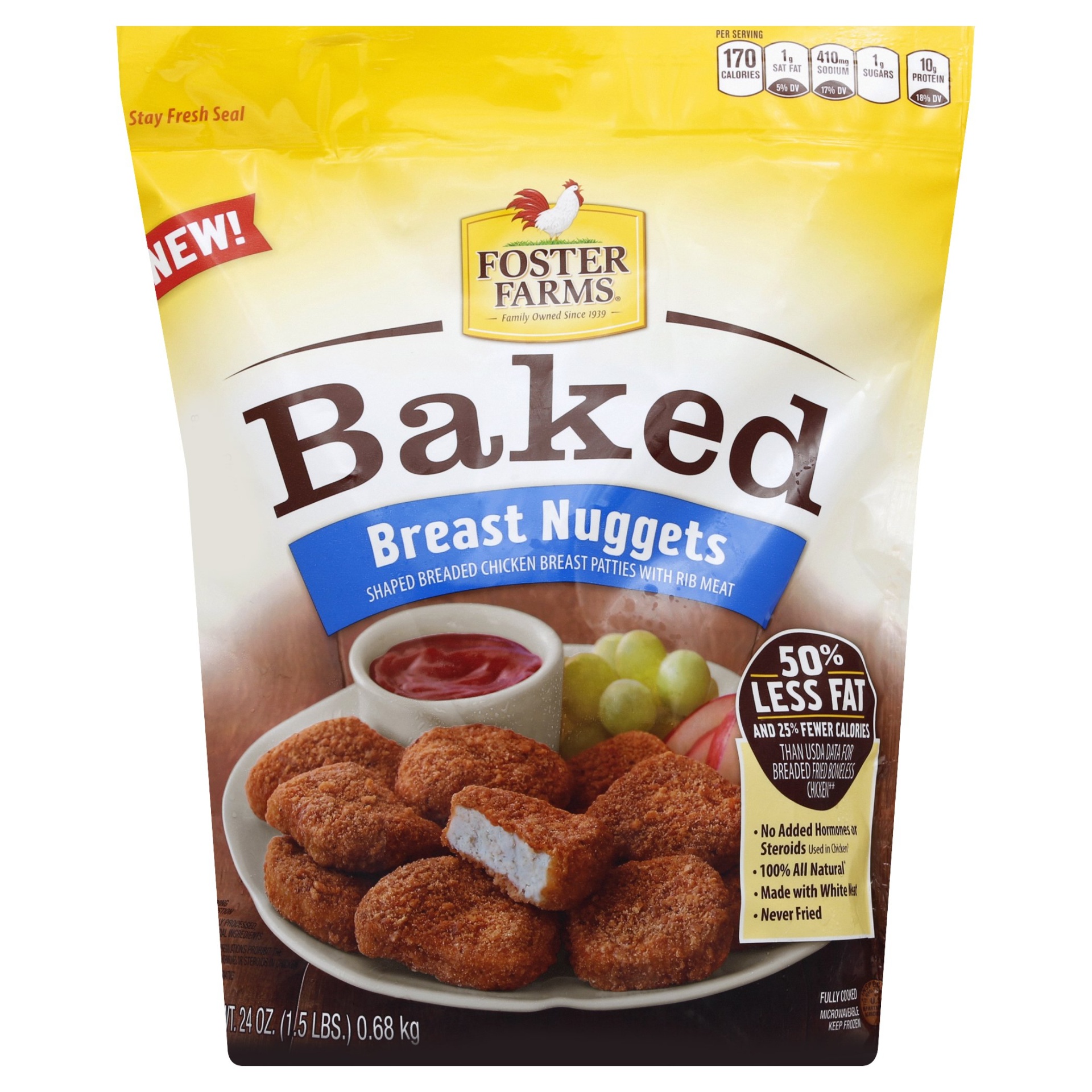 slide 1 of 1, Foster Farms Frozen Baked Chicken Nuggets, 24 oz