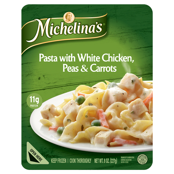 slide 1 of 1, Michelina's Pasta With White Meat Chicken, Peas & Carrots, 8 oz