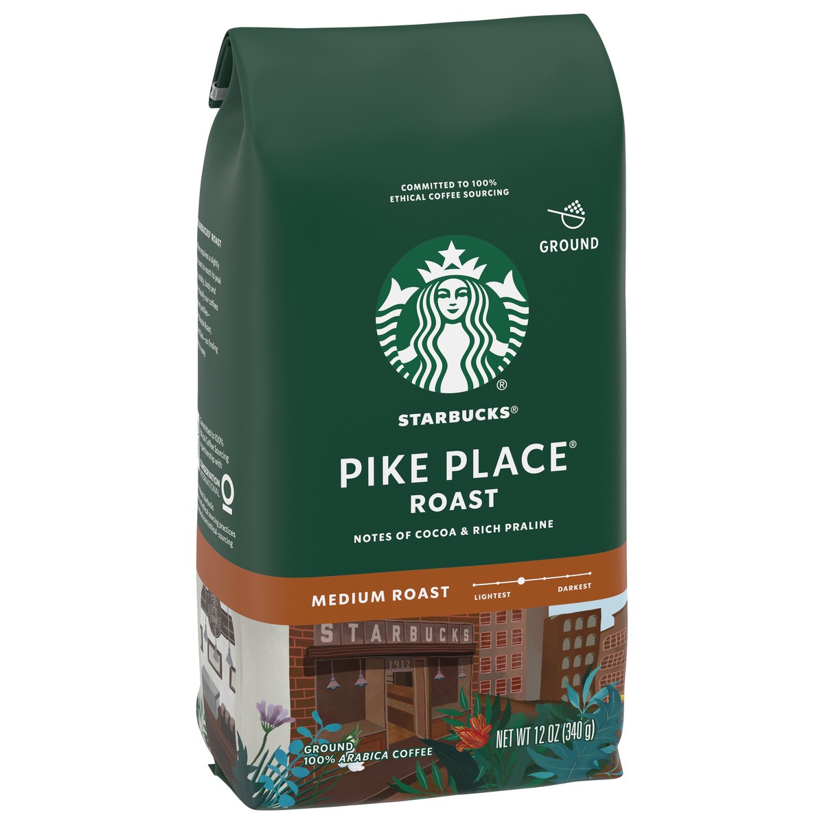 slide 2 of 9, Starbucks Ground Coffee, Medium Roast Coffee, Pike Place Roast, 100% Arabica, 1 Bag (12 Oz), 12 oz