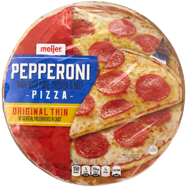 slide 1 of 2, Meijer Pepperoni Thin Crust Pizza, 15.4 oz