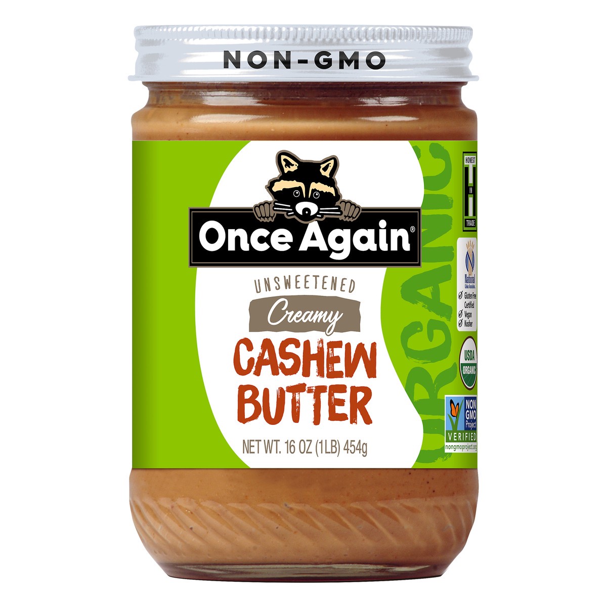 slide 2 of 5, Once Again Unsweetened Creamy Cashew Butter, 16 oz