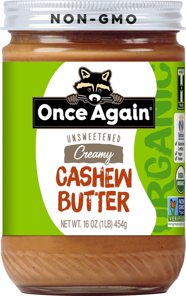 slide 3 of 5, Once Again Unsweetened Creamy Cashew Butter, 16 oz