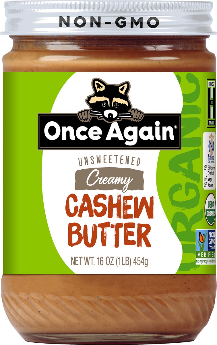 slide 1 of 5, Once Again Unsweetened Creamy Cashew Butter, 16 oz