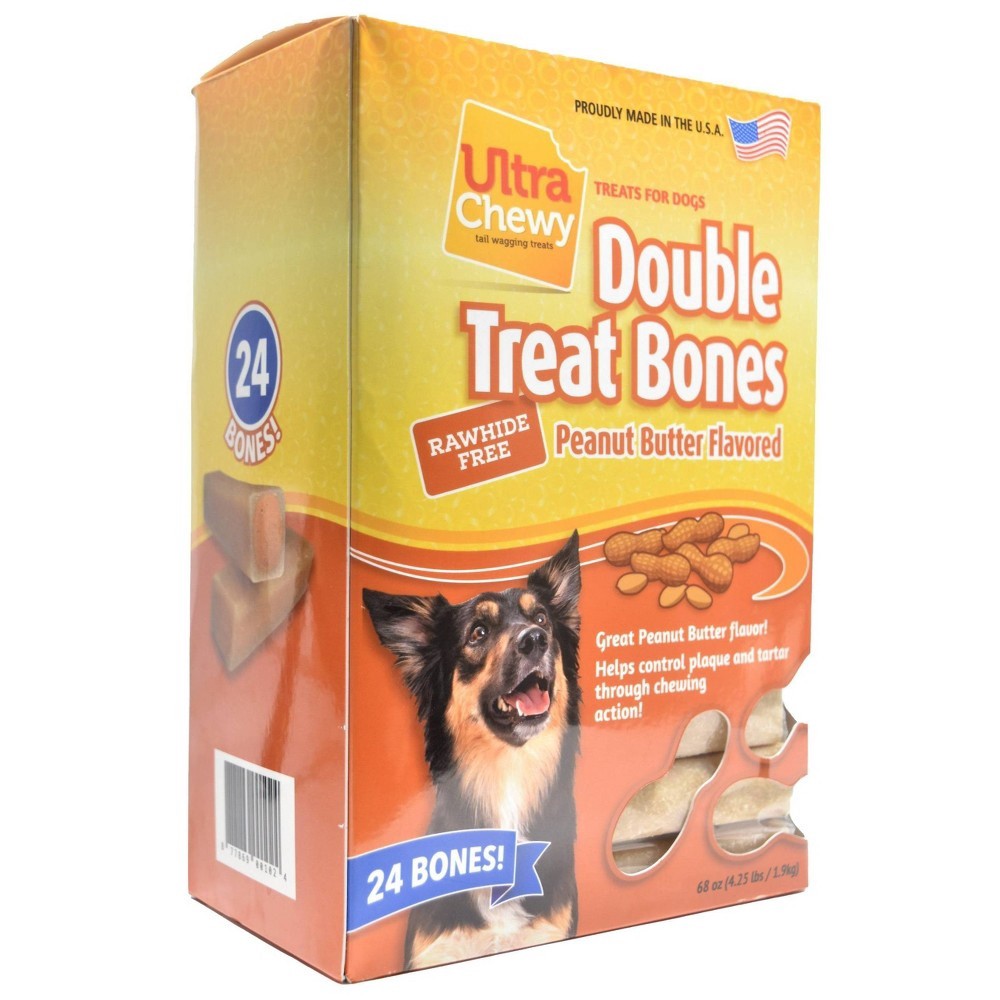 slide 2 of 5, Ultra Chewy Double Bones Peanut Butter Flavor Dry Dog Treats -68oz/24pk, 68 oz, 24 ct