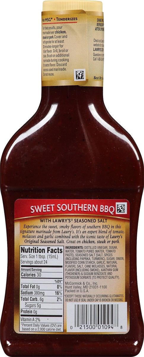 slide 7 of 10, Lawry's Sweet Southern BBQ 30 Minute Marinade, 12 fl oz