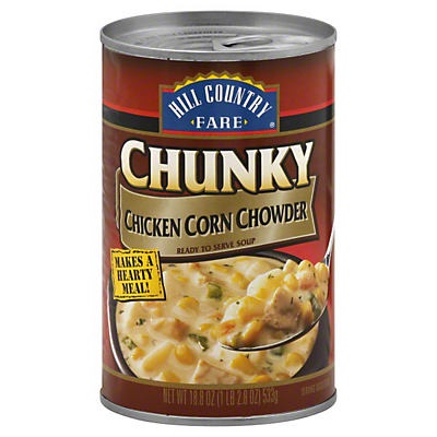 slide 1 of 1, Hill Country Fare Chunky Chicken Corn Chowder Soup, 18.8 oz
