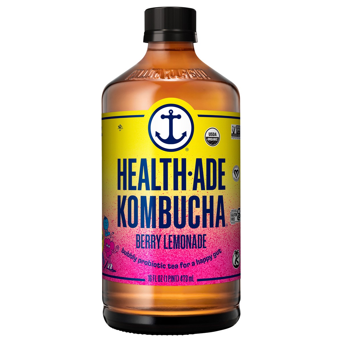 slide 1 of 4, Health-Ade Kombucha, Berry Lemonade, 16 fl oz