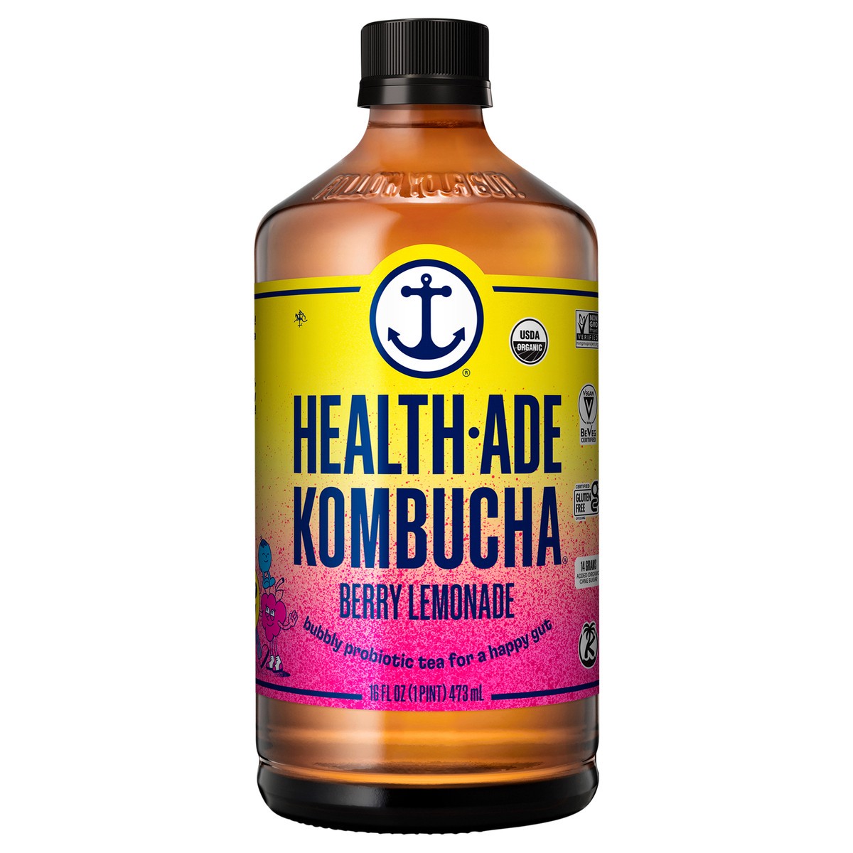 slide 1 of 4, Health-Ade Health Ade Kombucha Berry Lemonade 16oz, 16 fl oz