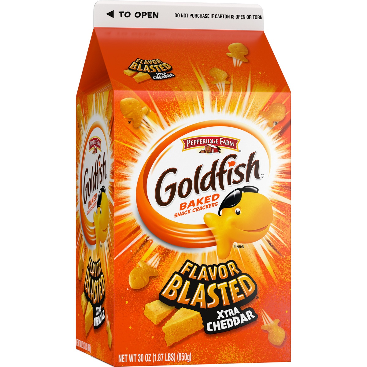 slide 2 of 11, Goldfish Flavor Blasted Xtra Cheddar Baked Snack Crackers, 30 oz