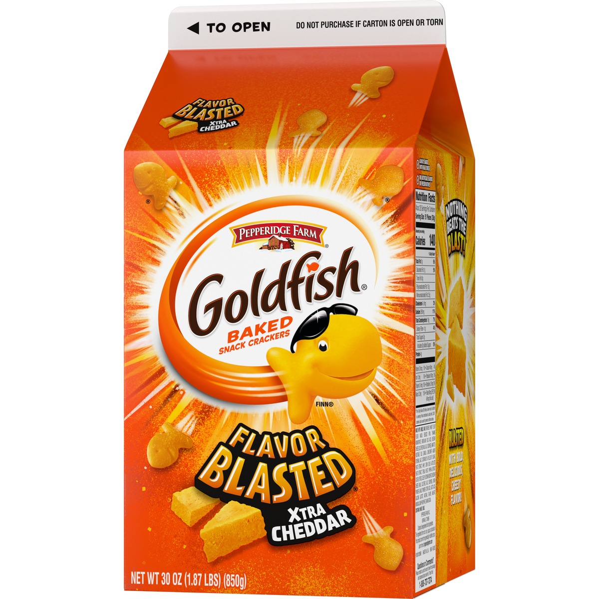 slide 3 of 11, Goldfish Flavor Blasted Xtra Cheddar Baked Snack Crackers, 30 oz