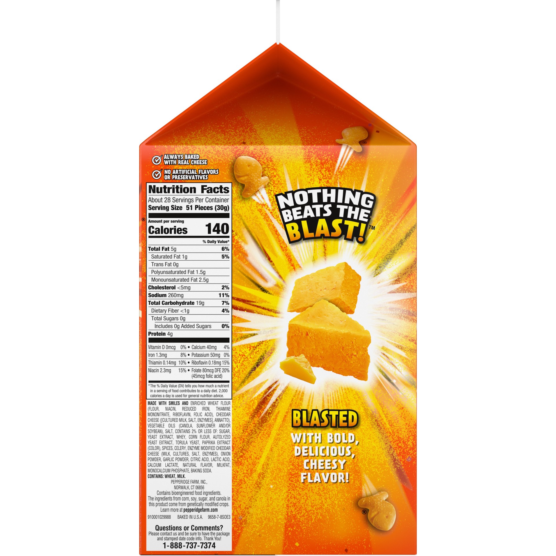 slide 2 of 5, Pepperidge Farm Goldfish Flavor Blasted Xtra Cheddar Cheese Crackers, 30 oz Carton, 30 oz