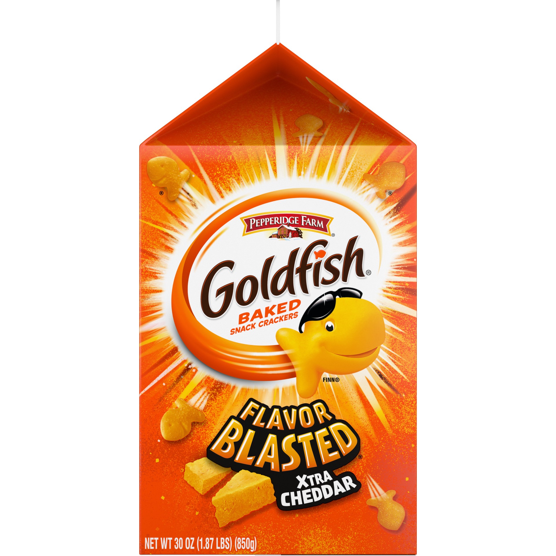 slide 3 of 5, Pepperidge Farm Goldfish Flavor Blasted Xtra Cheddar Cheese Crackers, 30 oz Carton, 30 oz