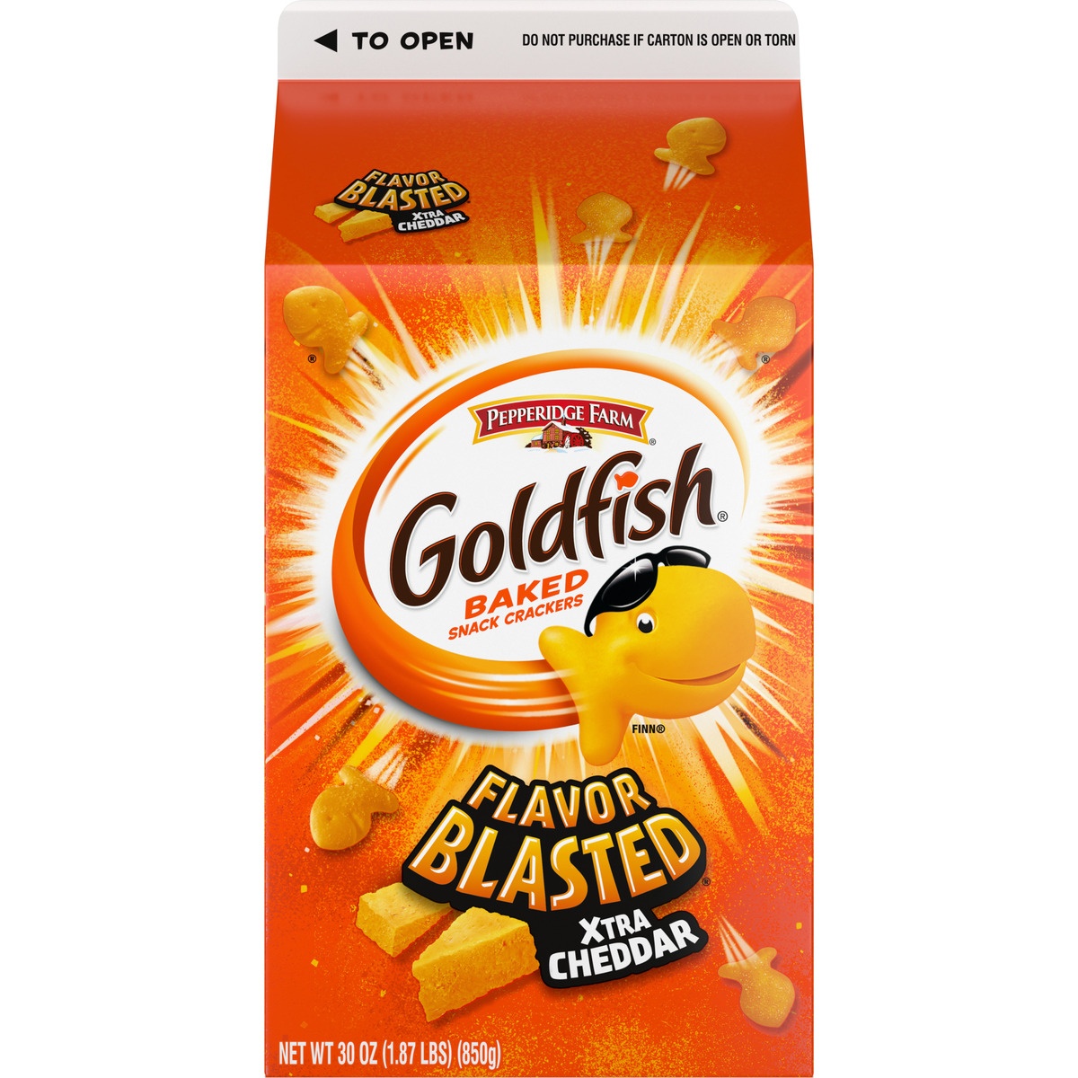 slide 9 of 11, Goldfish Flavor Blasted Xtra Cheddar Baked Snack Crackers, 30 oz