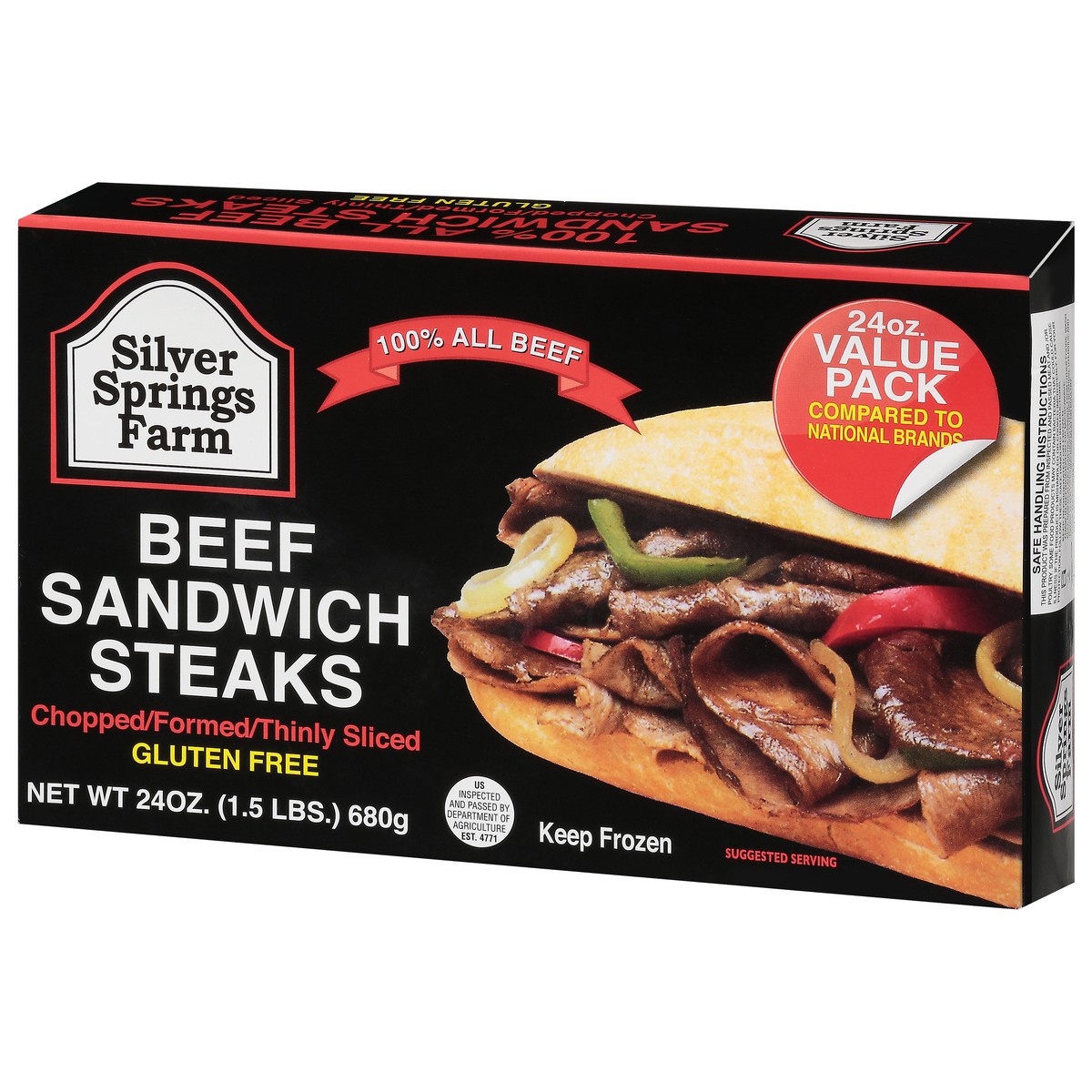 slide 7 of 12, Silver Springs Farm Chopped/Formed/Thinly Sliced Beef Sandwich Steaks Value Pack 24 oz, 24 oz