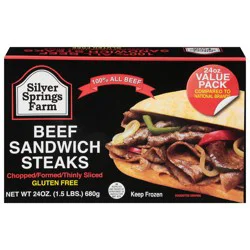 Silver Springs Farm Chopped/Formed/Thinly Sliced Beef Sandwich Steaks Value Pack 24 oz