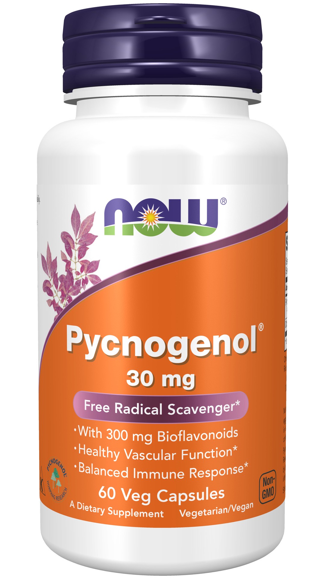 slide 1 of 4, NOW Pycnogenol 30 mg - 60 Veg Capsules, 1 ct