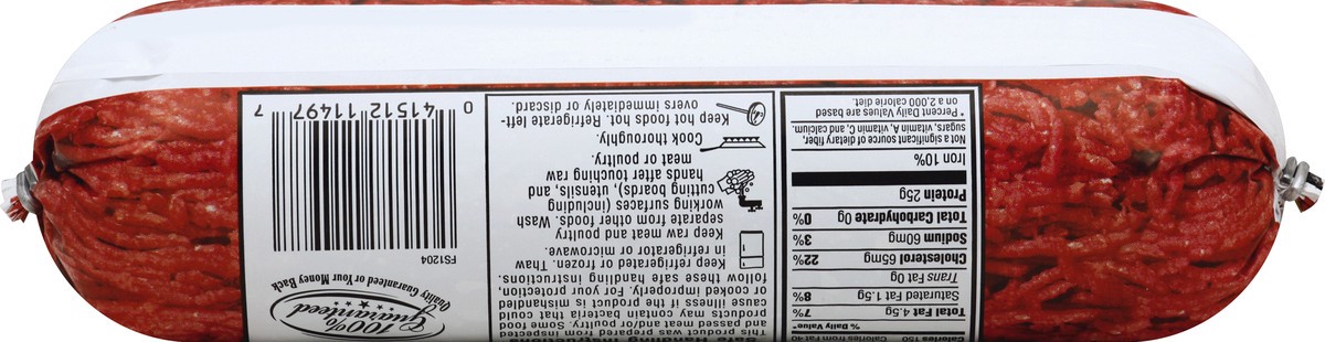 slide 4 of 8, First Street 96/4 Ground Beef Chub, 2 lb