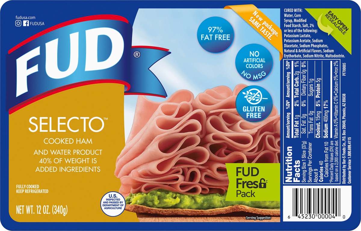 slide 6 of 9, FUD Selecto Cooked Ham 12 oz, 12 oz