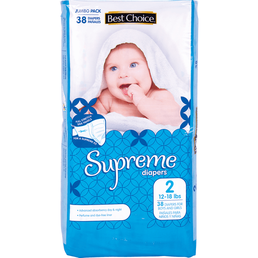 slide 1 of 1, Best Choice Supreme Jumbo Pack Diapers, 42 ct