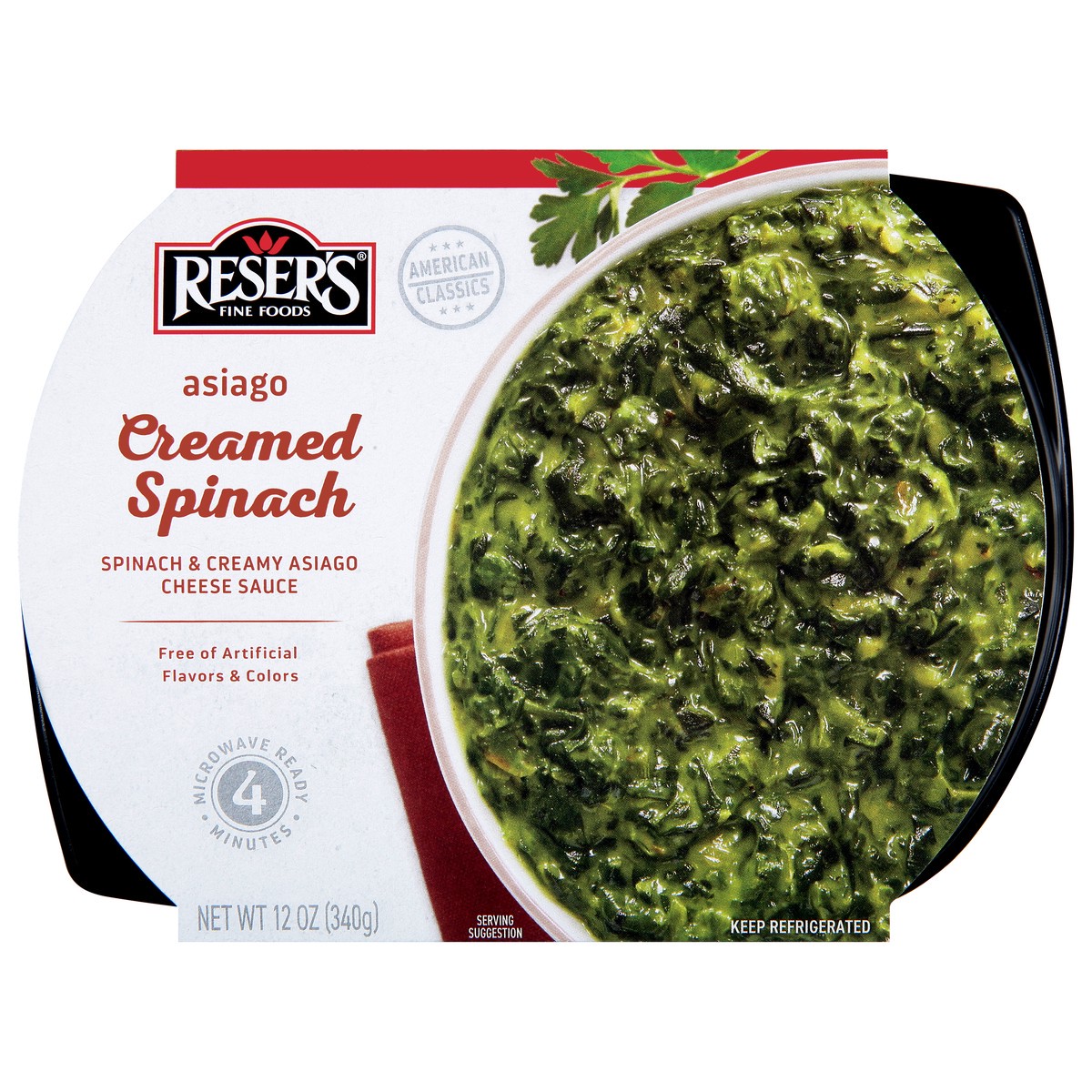 slide 1 of 7, American Classic Reser's Creamed Asiago Spinach, 12 oz