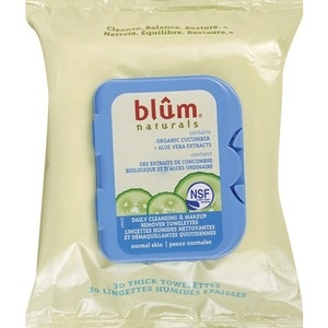 slide 1 of 1, Blûm Naturals Daily Cleansing & Makeup Remover Towelettes, Normal Skin, 30 ct