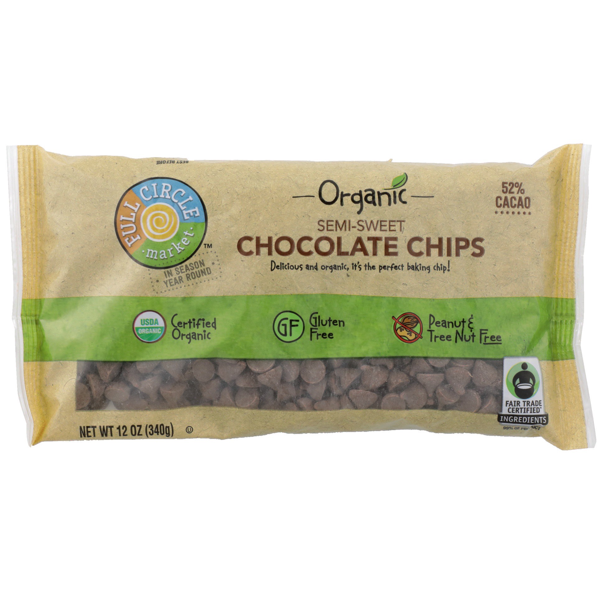 slide 1 of 6, Full Circle Market Organic Semi Sweet Chocolate Chips, 12 oz