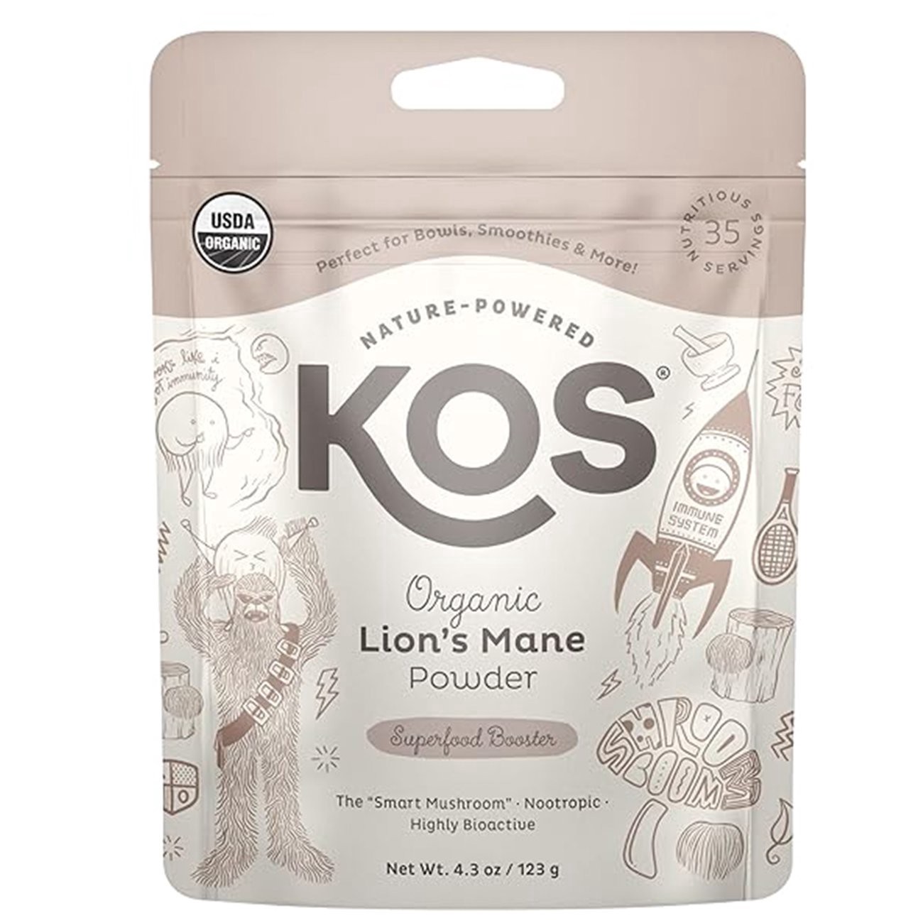 slide 1 of 1, KOS Organic Superfood Booster Lion's Mane Powder 4.3 oz, 4.3 oz
