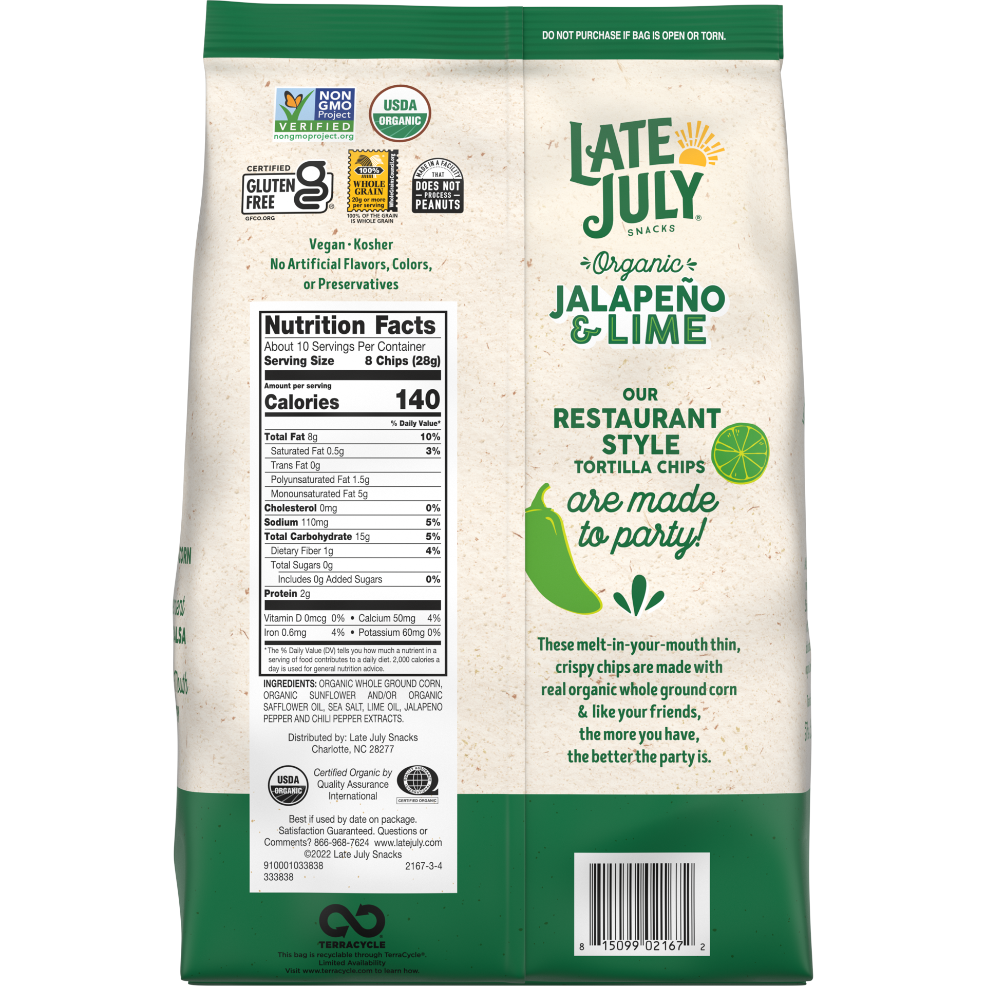 slide 3 of 5, Late July Snacks Jalapeno & Lime Tortilla Chips, 10.1 oz
