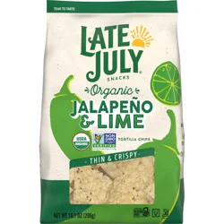 Late July Jalapeño & Lime Organic Tortilla Chips, 10.1 oz Bag