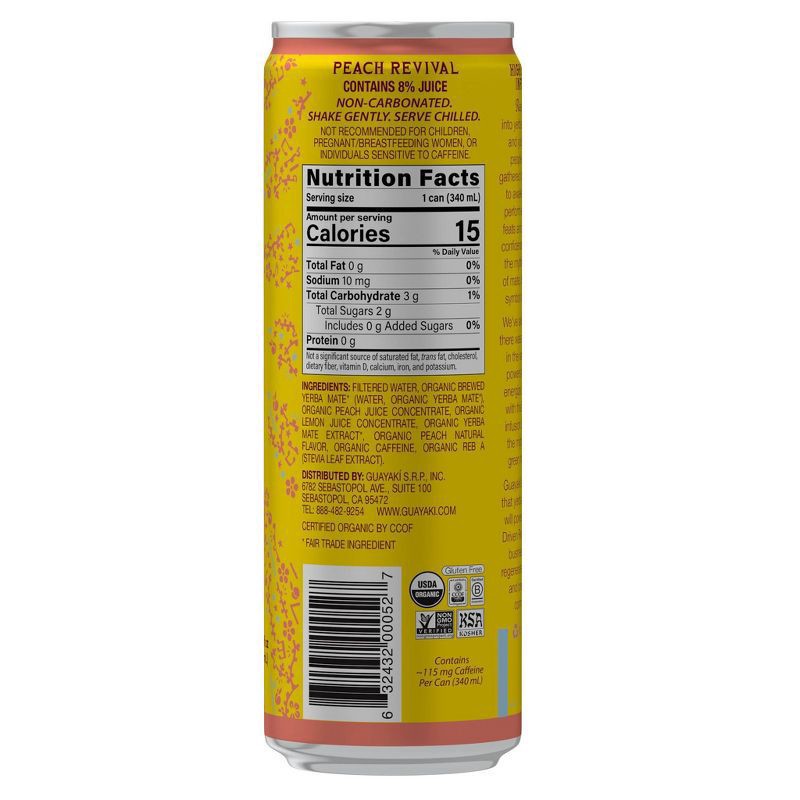 slide 2 of 6, Guayaki Yerba Mate Peach Revival- 11.5 fl oz, 11.5 oz