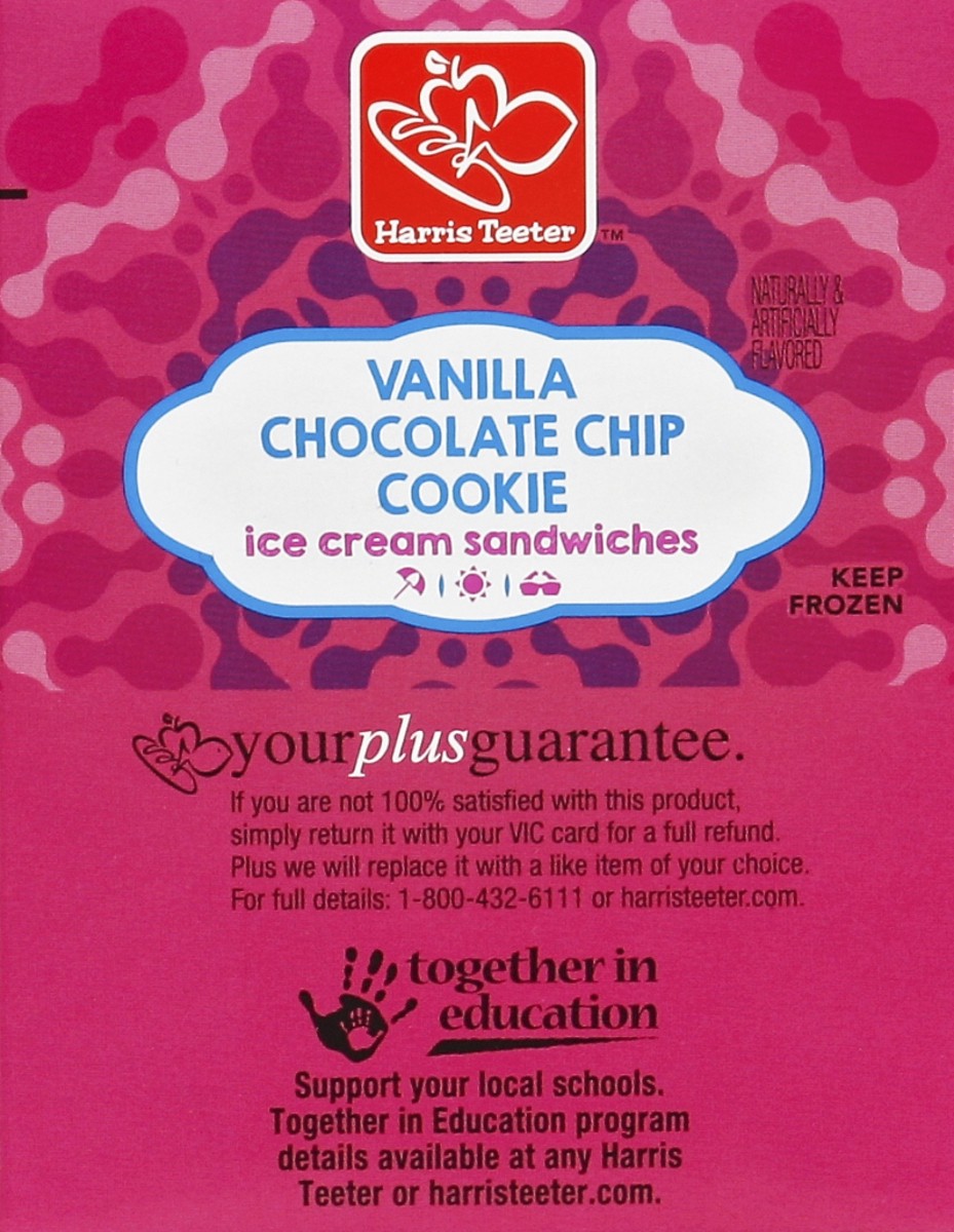 slide 3 of 4, Harris Teeter Ice Cream Sandwiches-Vanilla Chocolate Chip Cookie, 24 oz