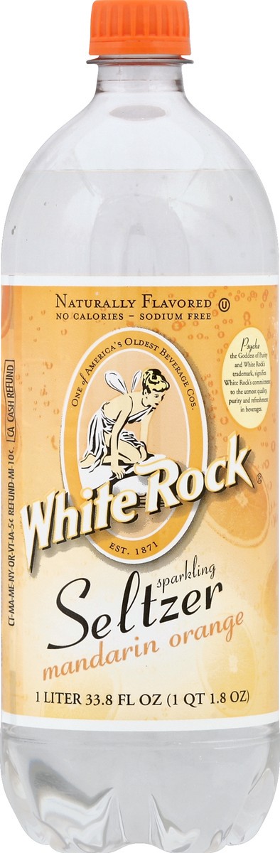 slide 4 of 4, White Rock Seltzer Mandarin Orange - 1 Lt, 33 liter