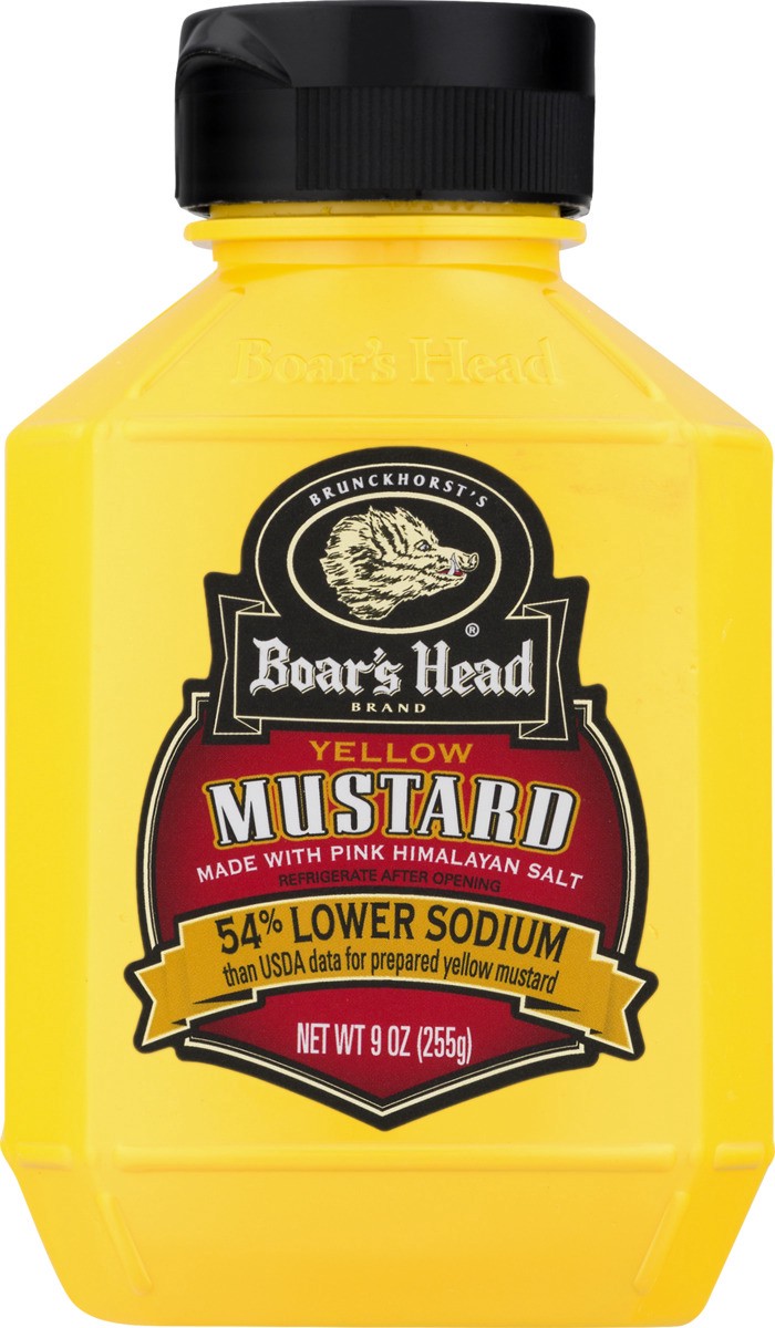 slide 6 of 9, Boar's Head 54% Lower Sodium Yellow Mustard, 1 ct